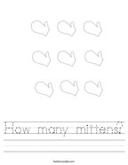 How many mittens Handwriting Sheet