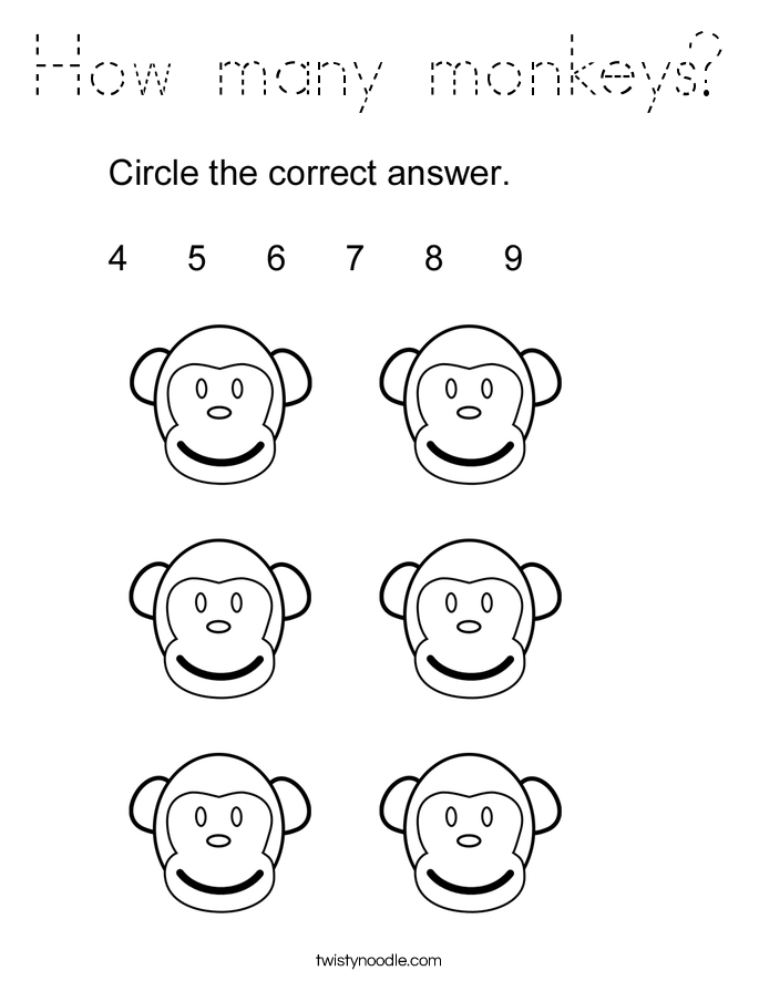 How many monkeys? Coloring Page