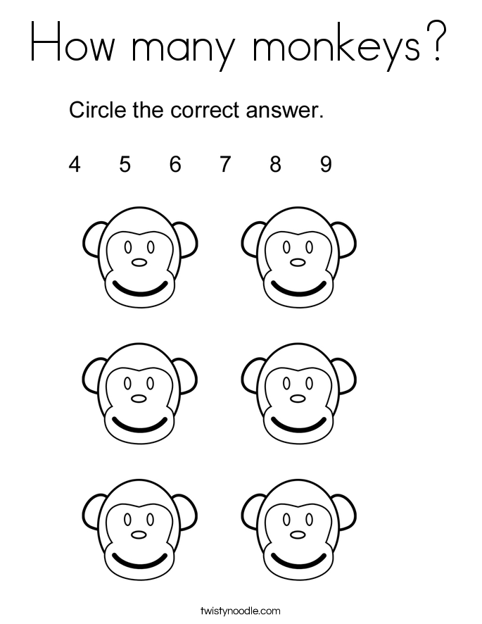 How many monkeys? Coloring Page