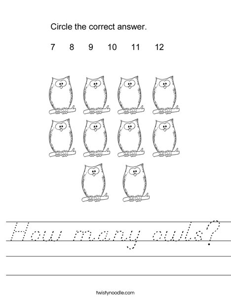 How many owls? Worksheet
