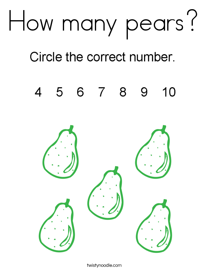 How many pears? Coloring Page