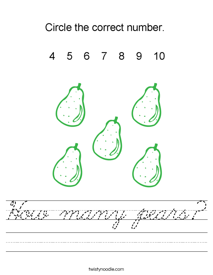 How many pears? Worksheet