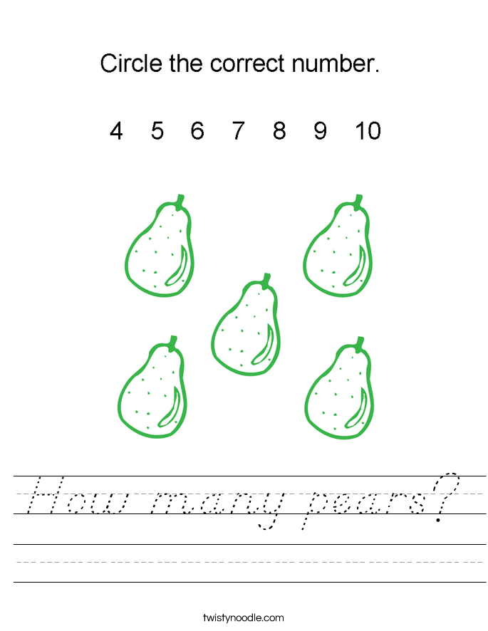 How many pears? Worksheet