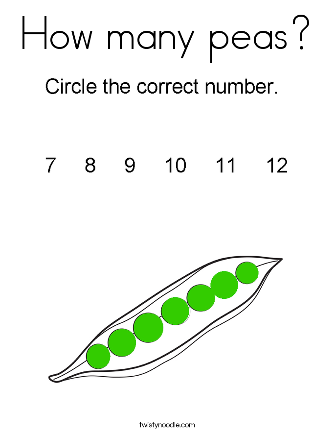 How many peas? Coloring Page