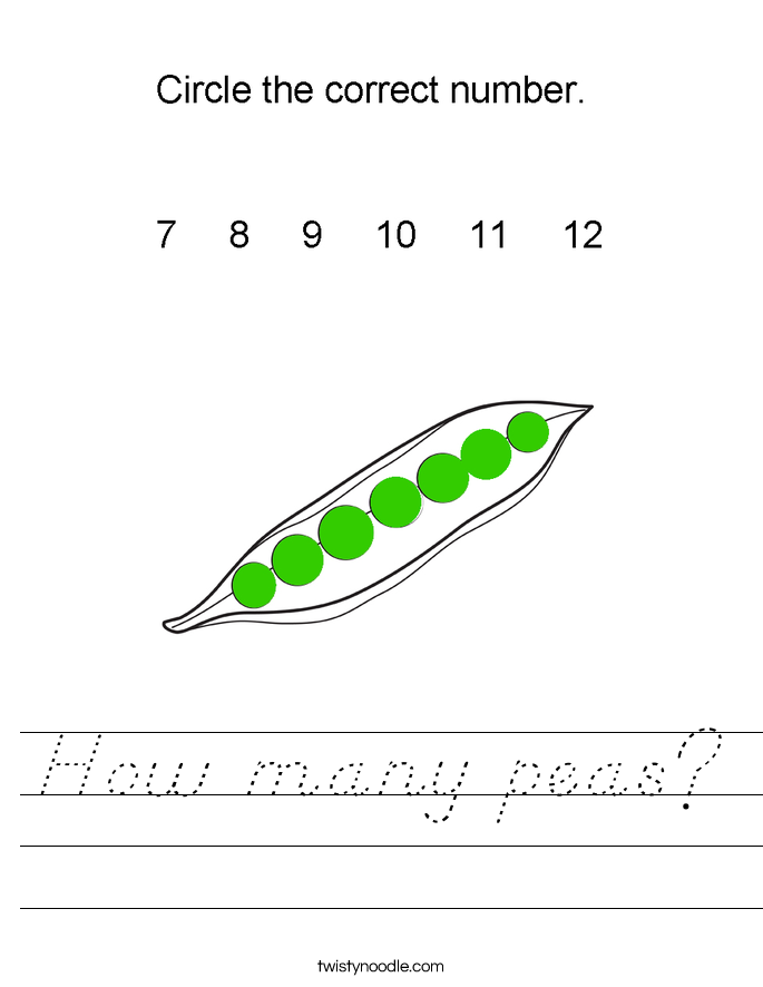 How many peas? Worksheet