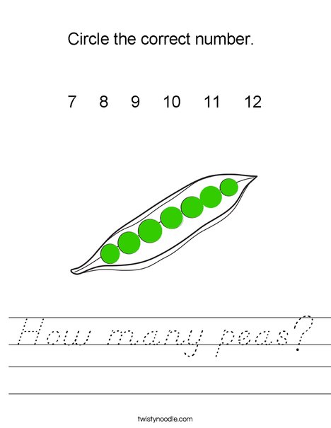 How many peas? Worksheet