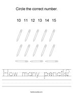 How many pencils Handwriting Sheet