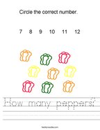 How many peppers Handwriting Sheet