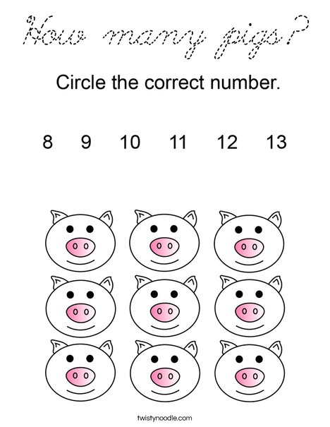 How many pigs? Coloring Page
