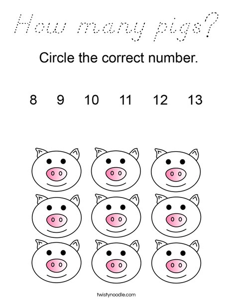 How many pigs? Coloring Page