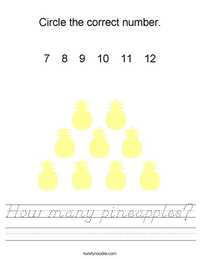 How many pineapples? Worksheet
