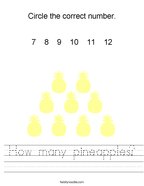How many pineapples Handwriting Sheet