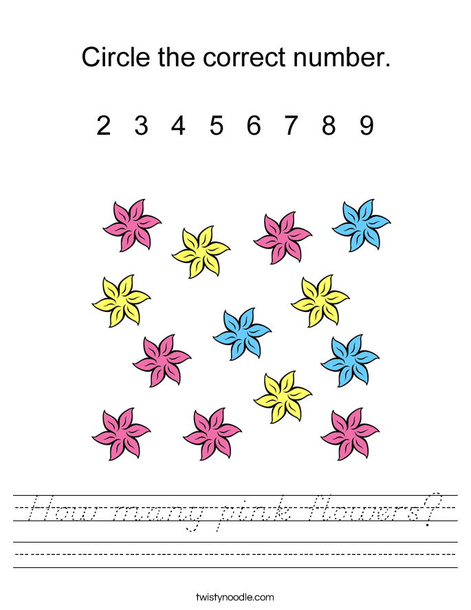 How many pink flowers? Worksheet