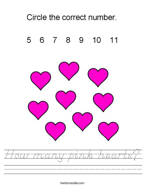 How many pink hearts? Worksheet