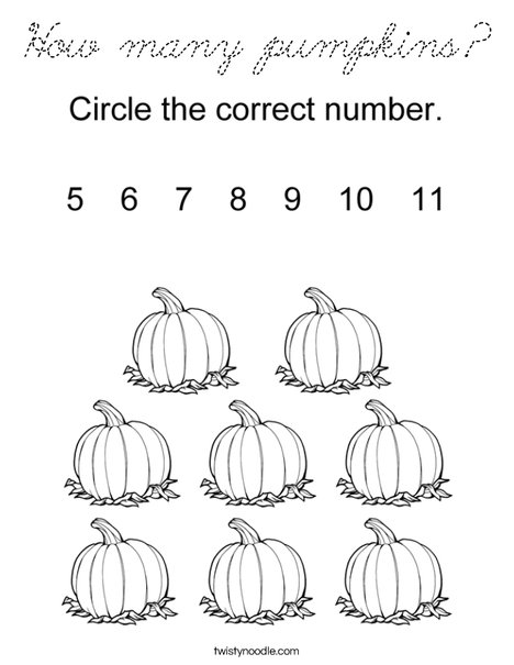 How many pumpkins? Coloring Page