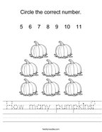 How many pumpkins Handwriting Sheet