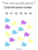 How many puzzle pieces Coloring Page