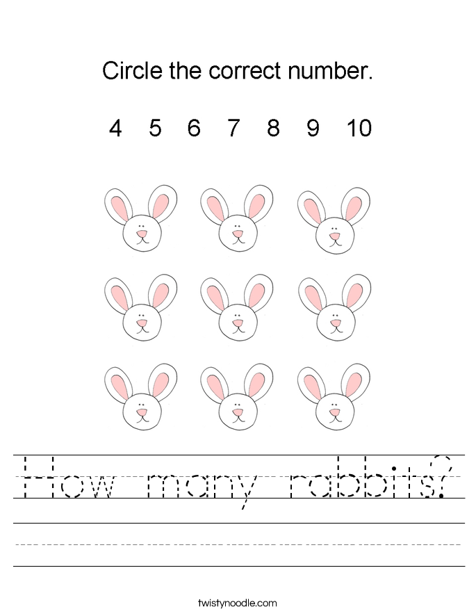 How many rabbits Worksheet - Twisty Noodle