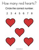 How many red hearts Coloring Page