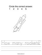 How many rockets Handwriting Sheet