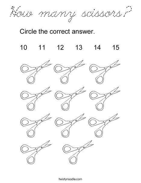 How many scissors? Coloring Page