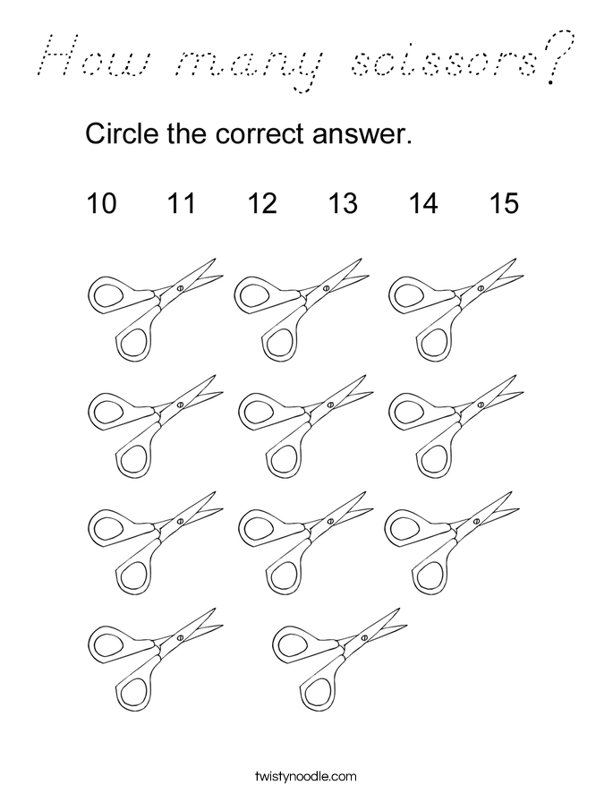 How many scissors? Coloring Page