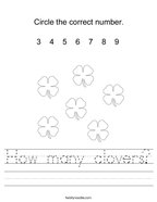 How many clovers Handwriting Sheet