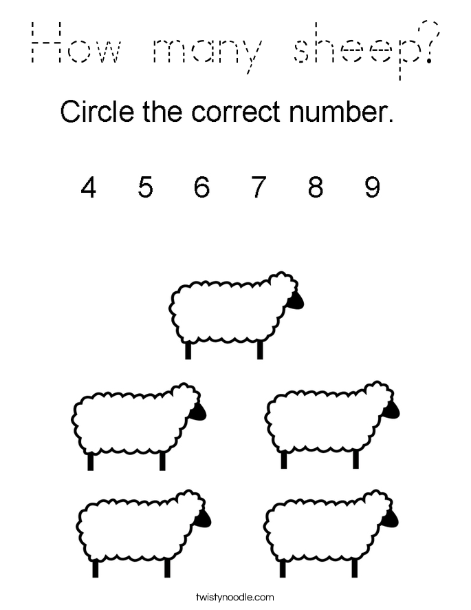 How many sheep? Coloring Page