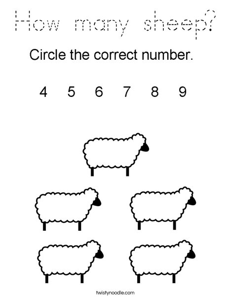 How many sheep? Coloring Page
