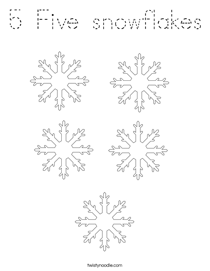 5 Five snowflakes Coloring Page