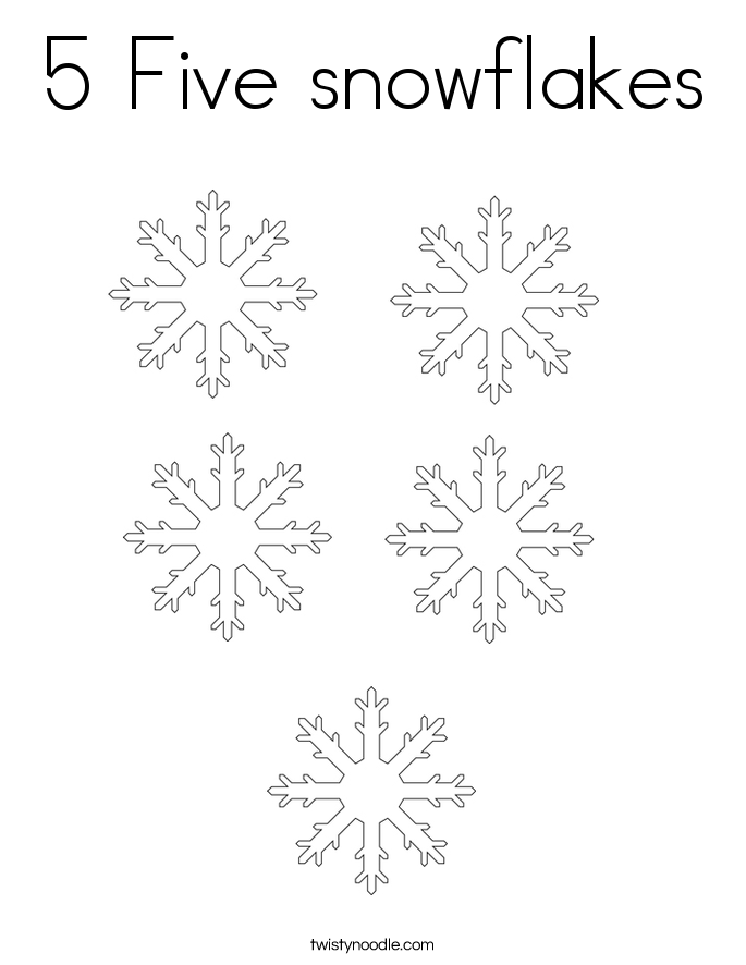 5 Five snowflakes Coloring Page
