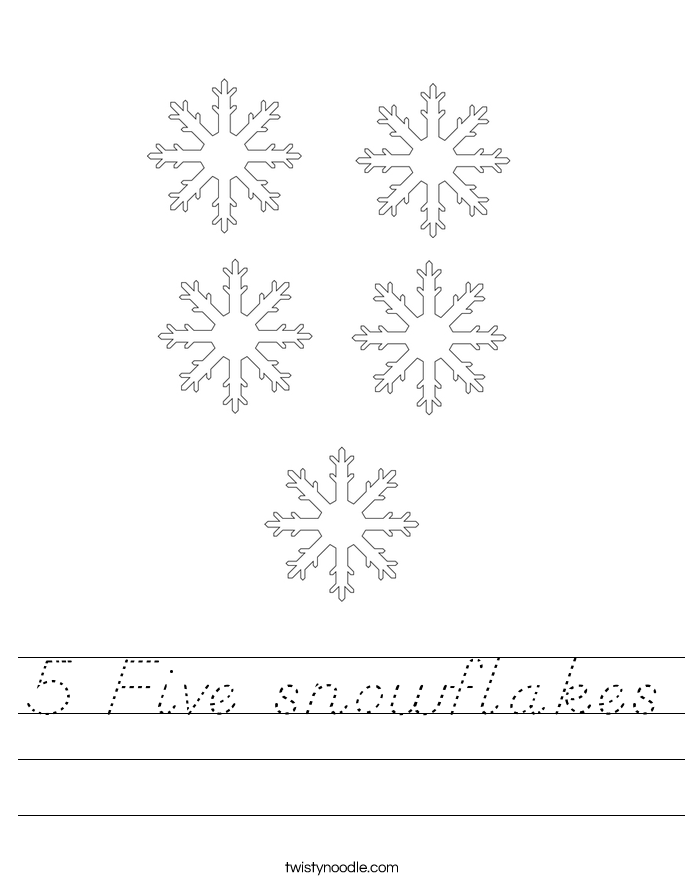 5 Five snowflakes Worksheet