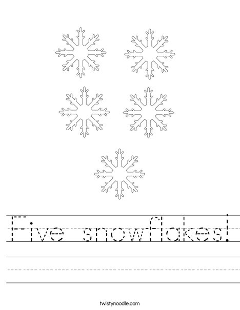Five snowflakes Worksheet - Twisty Noodle