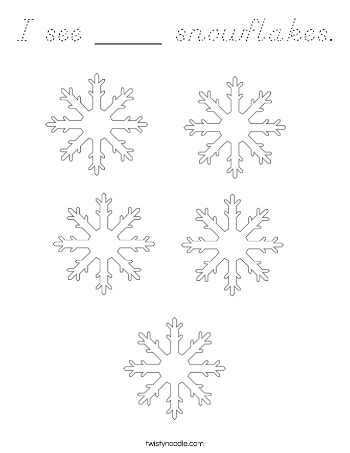 I see ____ snowflakes. Coloring Page