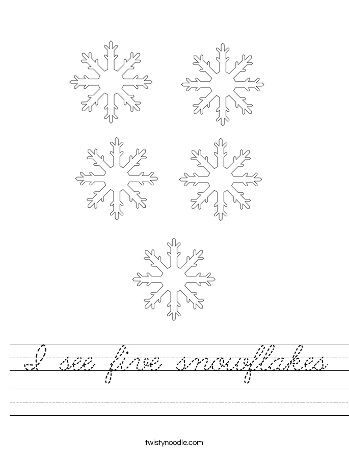 I see five snowflakes Worksheet