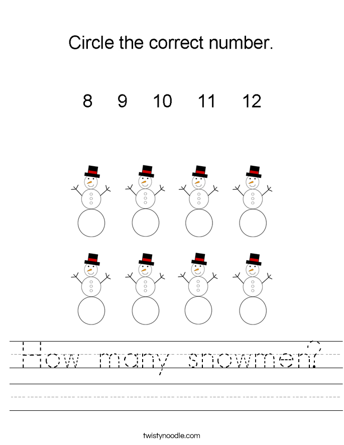 How many snowmen? Worksheet