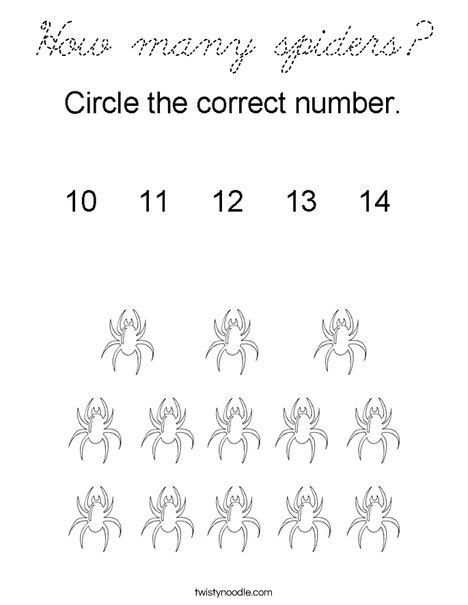 How many spiders? Coloring Page