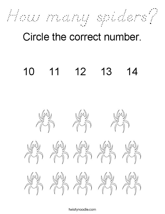 How many spiders? Coloring Page