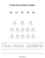 How many spiders Handwriting Sheet