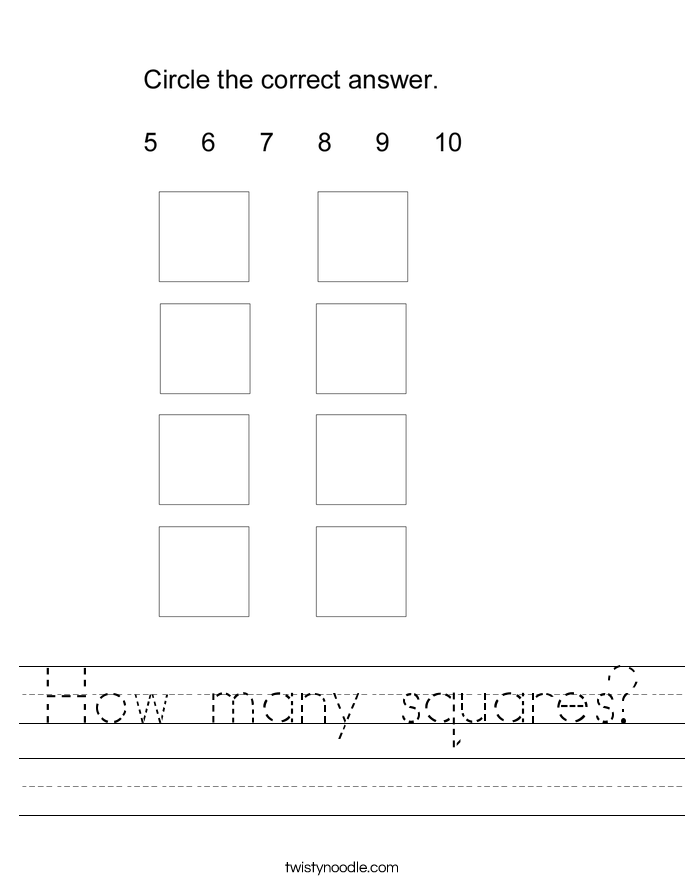 How many squares Worksheet - Twisty Noodle