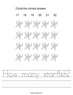 How many starfish Handwriting Sheet