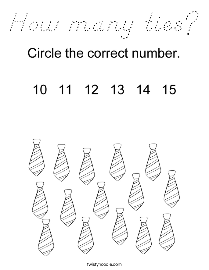 How many ties? Coloring Page