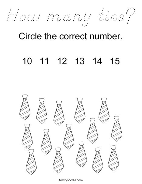 How many ties? Coloring Page