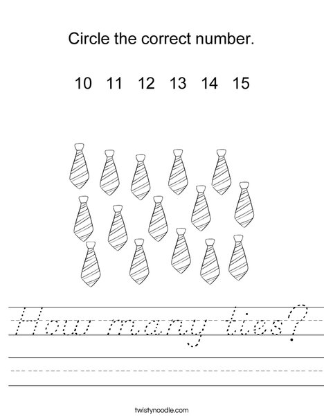 How many ties? Worksheet