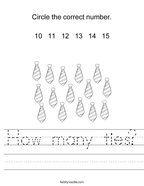 How many ties Handwriting Sheet