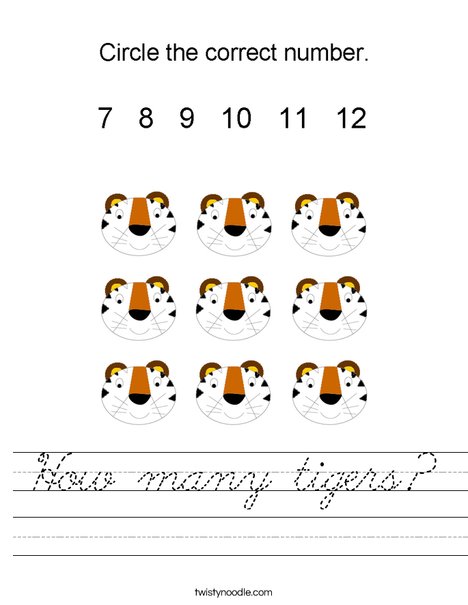 How many tigers? Worksheet