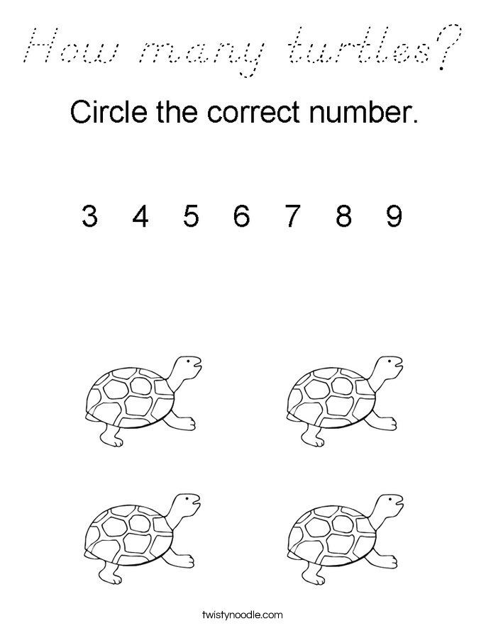 How many turtles? Coloring Page