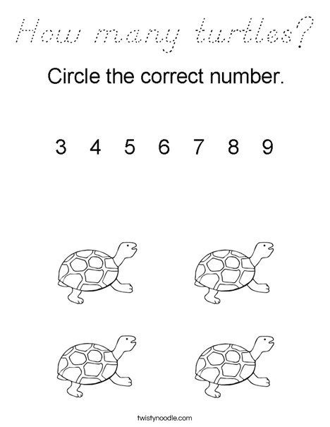 How many turtles? Coloring Page