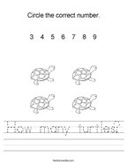 How many turtles Handwriting Sheet