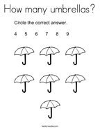 How many umbrellas Coloring Page